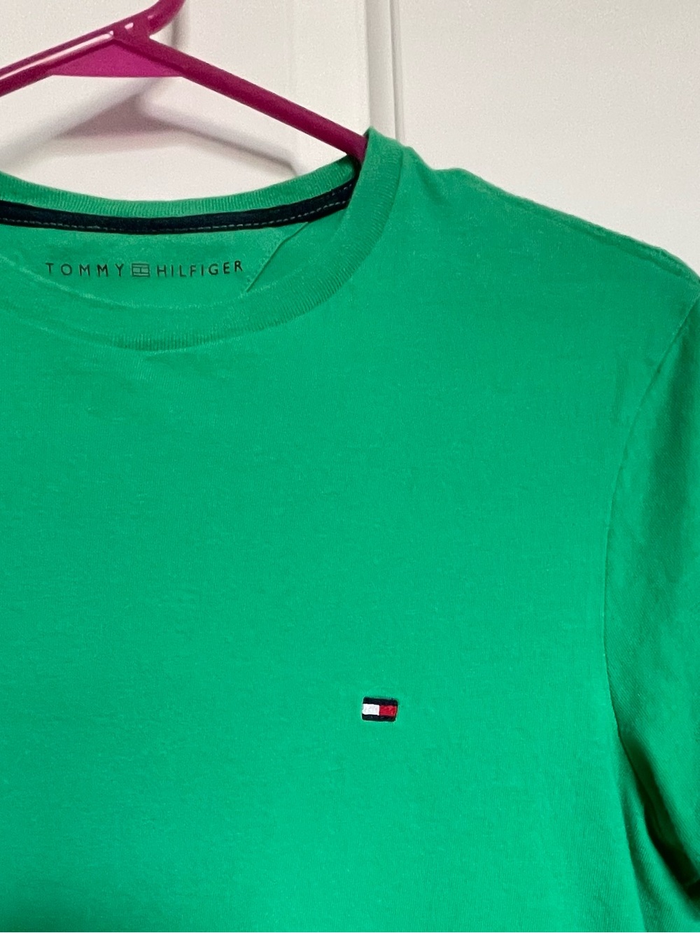 Tommy Hilfiger Emerald Green Short Sleeve Crew Tee with Flag Patch - Picture 2 of 4